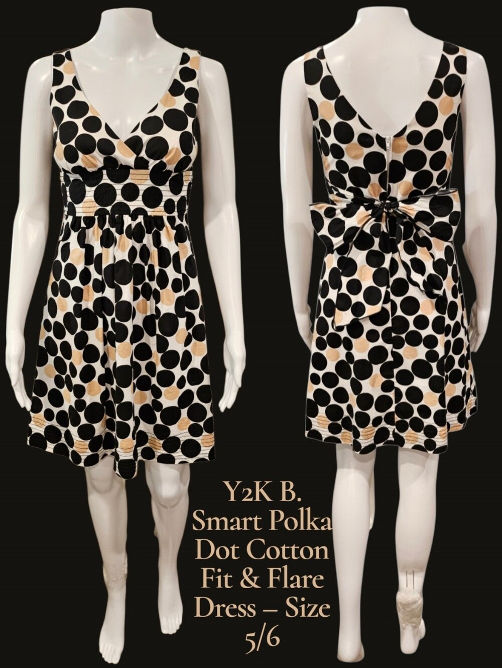 Y2K B. Smart Polka Dot Cotton Fit & Flare Dress – Size 5/6